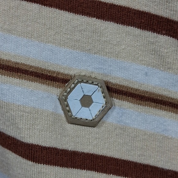 Southpole Polo Y2K Shirt Mens XL Tan Brown White Striped Pique‎ Hip Hop - Picture 5 of 12